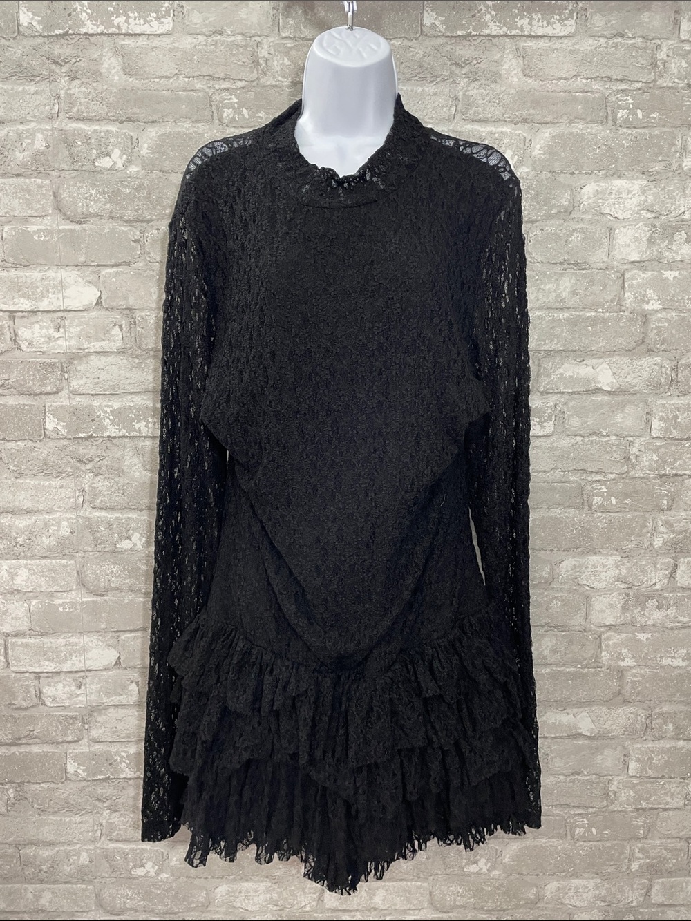 Fashion Nova Black Cassie Lace Ruffle Romper